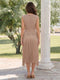 Sheath/Column Scoop Sleeveless Tea-Length Wedding Guest Dresses with Tassel