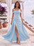 Sheath/Column Off the Shoulder Cowl Neck Sleeveless Floor-Length Bridesmaid Dresses with  Pleated & Split Side