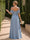 A-Line/Princess  Cold Shoulder Sleeveless Floor-Length Bridesmaid Dresses with  Pleated & Split Side