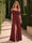 A-Line/Princess  Cold Shoulder Sleeveless Floor-Length Bridesmaid Dresses with  Pleated & Split Side