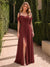 A-Line/Princess  Cold Shoulder Sleeveless Floor-Length Bridesmaid Dresses with  Pleated & Split Side