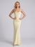 Sheath/Column Asymmetrical Sleeveless Sweep train Long Bridesmaid Dresses With Ruched