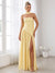 A-Line/Princess Strapless Sleeveless Floor-Length Bridesmaid Dresses with Scarf & Split Side