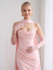 Trumpet/Mermaid Strapless Sleeveless Floor-Length Bridesmaid Dresses with Scarf & Ruched