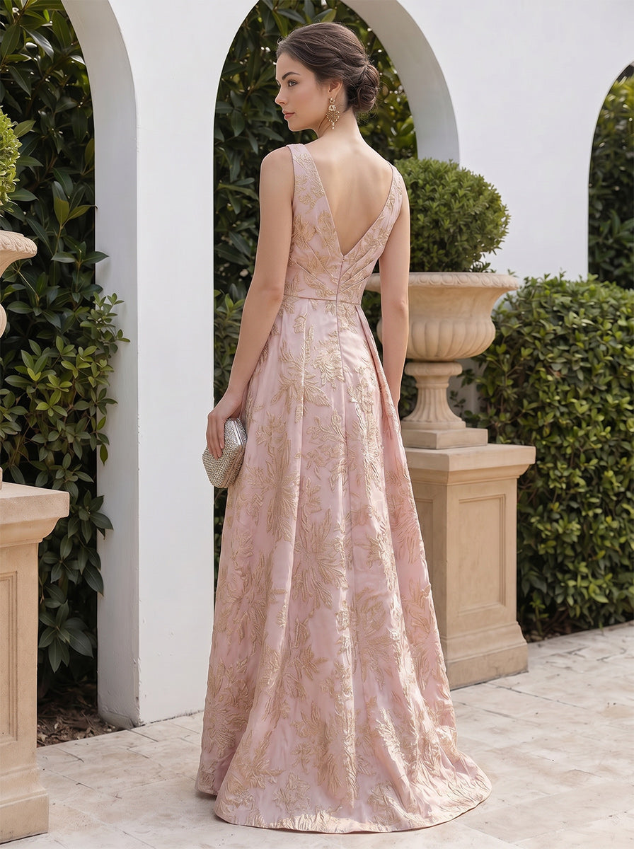 A-Line/Princess V-Neck Sleeveless Asymmetrical Long Bridesmaid Dresses with Ruched