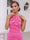 Sheath/Column Halter Sleeveless Tea-Length Cocktail Dresses With 3D Floral & Split Side