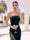 Sheath/Column Strapless Sleeveless Tea-Length Cocktail Dresses With Sequin & Mesh