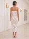 Sheath/Column Strapless Sleeveless Tea-Length Cocktail Dresses With Applique & 3D Floral