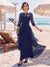 A-Line/Princess 3/4 Sleeves Scoop Floor-Length Mother Of The Bride Dresses With Appliques & Lace
