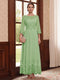 A-Line/Princess Scoop Long Sleeves Ankle Length Mother of the Bride Dresses With Embroidery & Lace