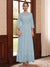 A-Line/Princess Scoop Long Sleeves Ankle Length Mother of the Bride Dresses With Embroidery & Lace