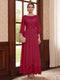 A-Line/Princess Scoop Long Sleeves Ankle Length Mother of the Bride Dresses With Embroidery & Lace