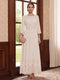 A-Line/Princess Scoop Long Sleeves Ankle Length Mother of the Bride Dresses With Embroidery & Lace