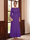 A-Line/Princess Scoop Long Sleeves Ankle Length Mother of the Bride Dresses With Embroidery & Lace