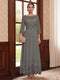 A-Line/Princess Scoop Long Sleeves Ankle Length Mother of the Bride Dresses With Embroidery & Lace