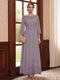 A-Line/Princess Scoop Long Sleeves Ankle Length Mother of the Bride Dresses With Embroidery & Lace