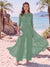 Jumpsuit Scoop Half Sleeves Floor-Length Mother of the Bride Dresses with Applique