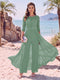 Jumpsuit Scoop Half Sleeves Floor-Length Mother of the Bride Dresses with Applique