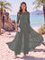 Jumpsuit Scoop Half Sleeves Floor-Length Mother of the Bride Dresses with Applique