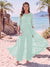 Jumpsuit Scoop Half Sleeves Floor-Length Mother of the Bride Dresses with Applique