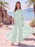 Jumpsuit Scoop Half Sleeves Floor-Length Mother of the Bride Dresses with Applique