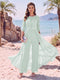 Jumpsuit Scoop Half Sleeves Floor-Length Mother of the Bride Dresses with Applique