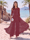 Jumpsuit Scoop Half Sleeves Floor-Length Mother of the Bride Dresses with Applique