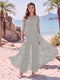 Jumpsuit Scoop Half Sleeves Floor-Length Mother of the Bride Dresses with Applique