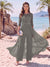 Jumpsuit Scoop Half Sleeves Floor-Length Mother of the Bride Dresses with Applique