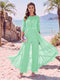 Jumpsuit Scoop Half Sleeves Floor-Length Mother of the Bride Dresses with Applique