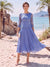 A-Line/Princess Scoop 3/4 Sleeves Knee-Length Mother of the Bride Dresses with Applique