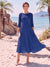 A-Line/Princess Scoop 3/4 Sleeves Knee-Length Mother of the Bride Dresses with Applique