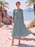 A-Line/Princess Scoop 3/4 Sleeves Knee-Length Mother of the Bride Dresses with Applique