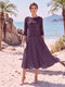 A-Line/Princess Scoop 3/4 Sleeves Knee-Length Mother of the Bride Dresses with Applique