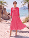 A-Line/Princess Scoop 3/4 Sleeves Knee-Length Mother of the Bride Dresses with Applique