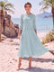 A-Line/Princess Scoop 3/4 Sleeves Knee-Length Mother of the Bride Dresses with Applique
