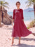 A-Line/Princess Scoop 3/4 Sleeves Knee-Length Mother of the Bride Dresses with Applique