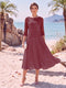 A-Line/Princess Scoop 3/4 Sleeves Knee-Length Mother of the Bride Dresses with Applique