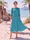 A-Line/Princess Scoop 3/4 Sleeves Knee-Length Mother of the Bride Dresses with Applique
