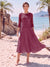 A-Line/Princess Scoop 3/4 Sleeves Knee-Length Mother of the Bride Dresses with Applique