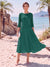 A-Line/Princess Scoop 3/4 Sleeves Knee-Length Mother of the Bride Dresses with Applique
