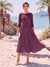 A-Line/Princess Scoop 3/4 Sleeves Knee-Length Mother of the Bride Dresses with Applique