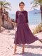 A-Line/Princess Scoop 3/4 Sleeves Knee-Length Mother of the Bride Dresses with Applique