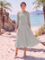 A-Line/Princess Scoop 3/4 Sleeves Knee-Length Mother of the Bride Dresses with Applique