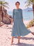 A-Line/Princess Scoop 3/4 Sleeves Knee-Length Mother of the Bride Dresses with Applique