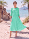 A-Line/Princess Scoop 3/4 Sleeves Knee-Length Mother of the Bride Dresses with Applique