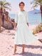 A-Line/Princess Scoop 3/4 Sleeves Knee-Length Mother of the Bride Dresses with Applique