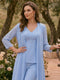 Jumpsuit 3 pieces Long Sleeves V Neck Floor-Length Mother of the Bride Dresses with Applique