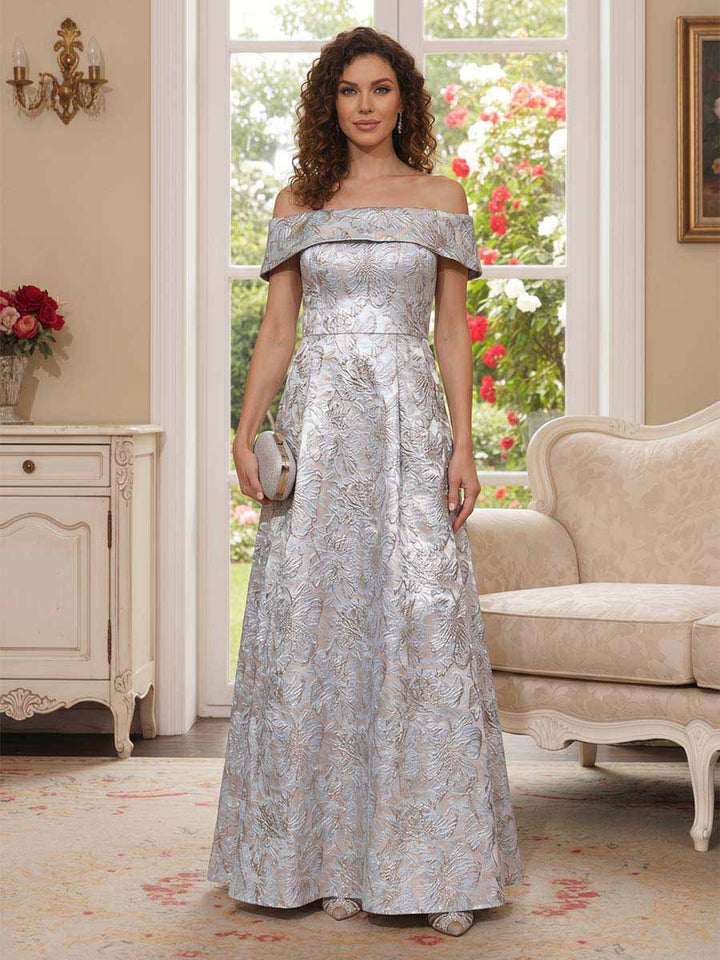 A-Line/Princess Sleeveless Off-the-Shoulder Floor-Length Mother Of The Bride Dresses With Flower