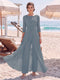 Jumpsuit Scoop 3/4 Sleeves Floor-Length Mother of the Bride Dresses with Applique & Lace